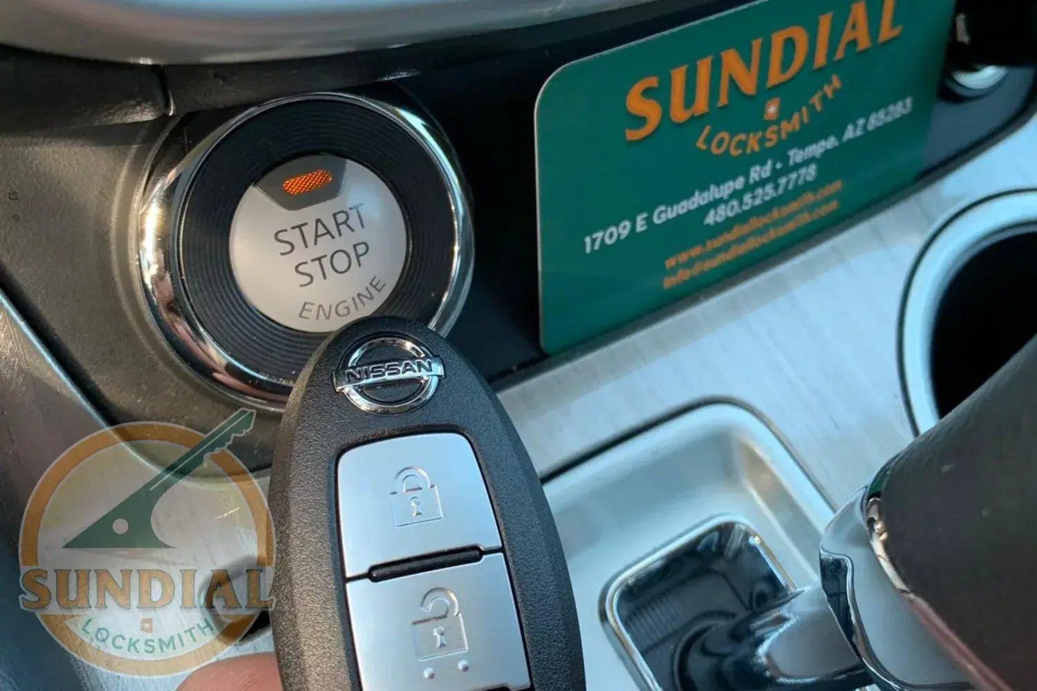 Nissan key fob near push start button