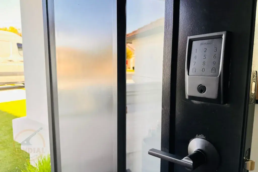Keyless door lock on a modern house entrance.