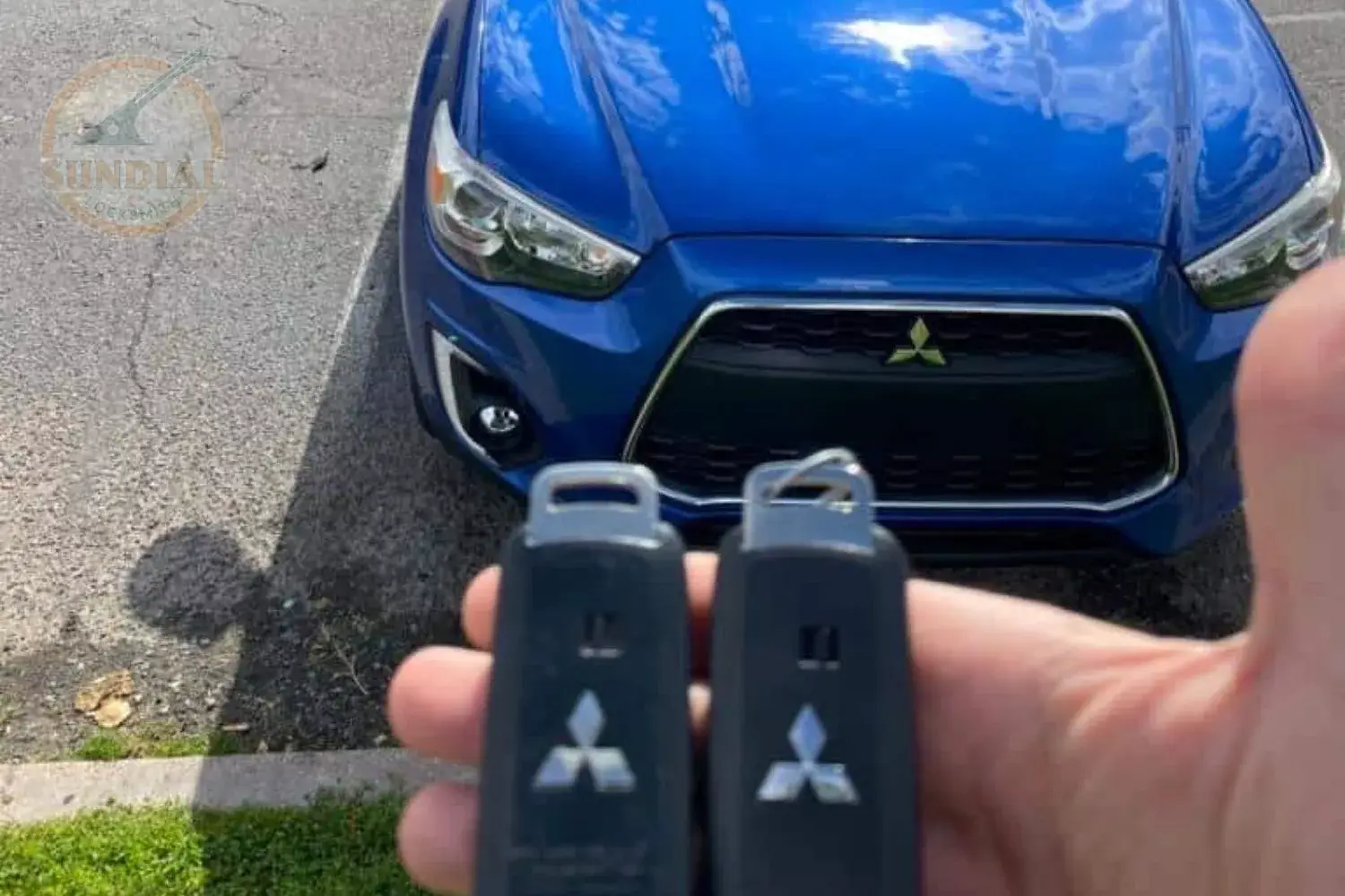 Mitsubishi car with key fobs
