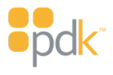 PDK brand logo with orange squares.