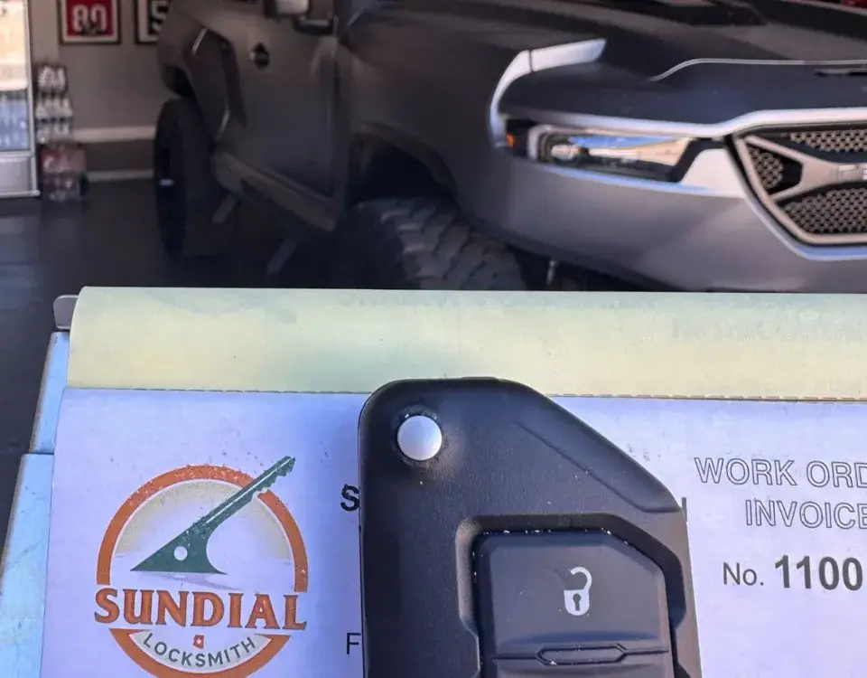 Locksmith work order invoice with car key remote.